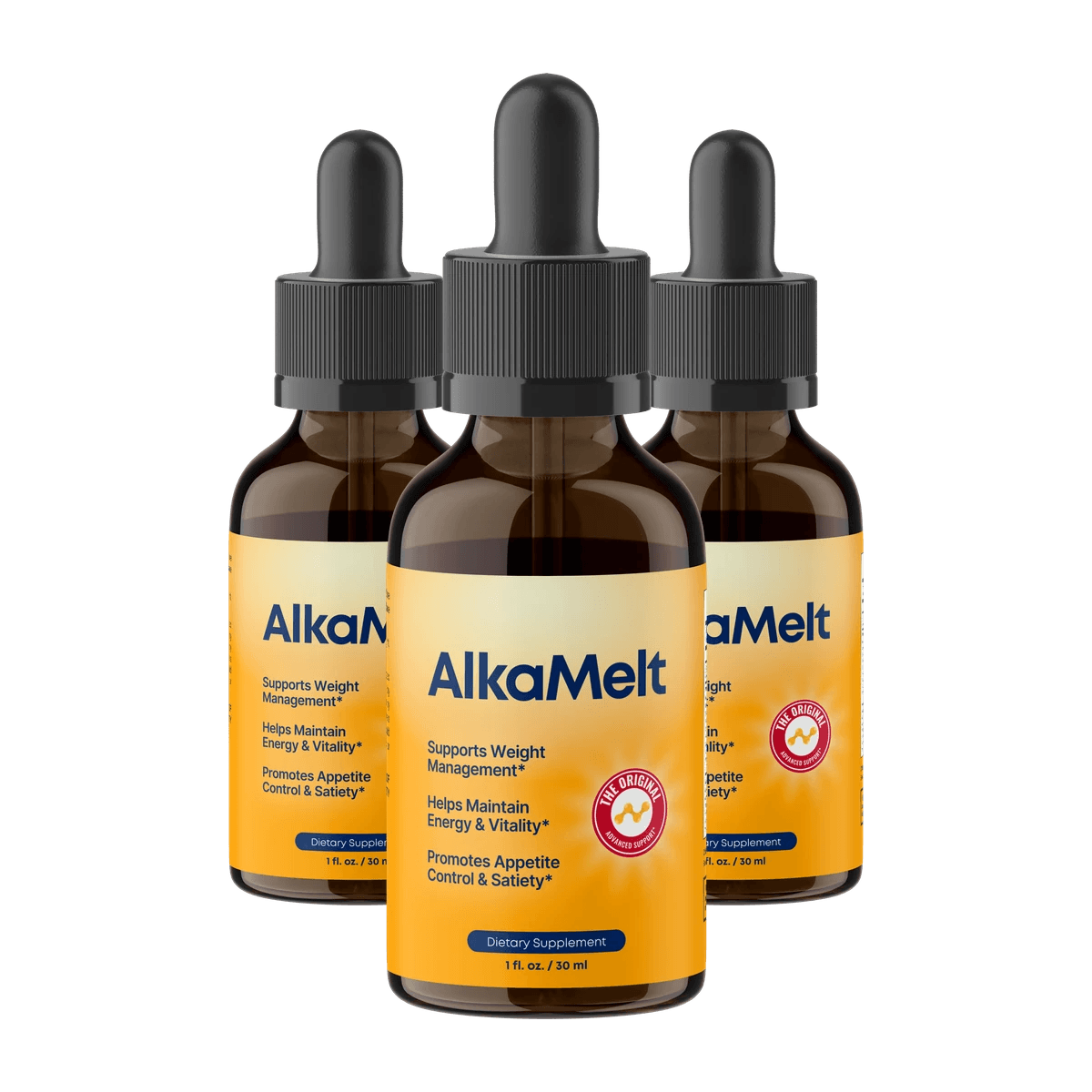 AlkaMelt Drops bottle – front label, single static product photo